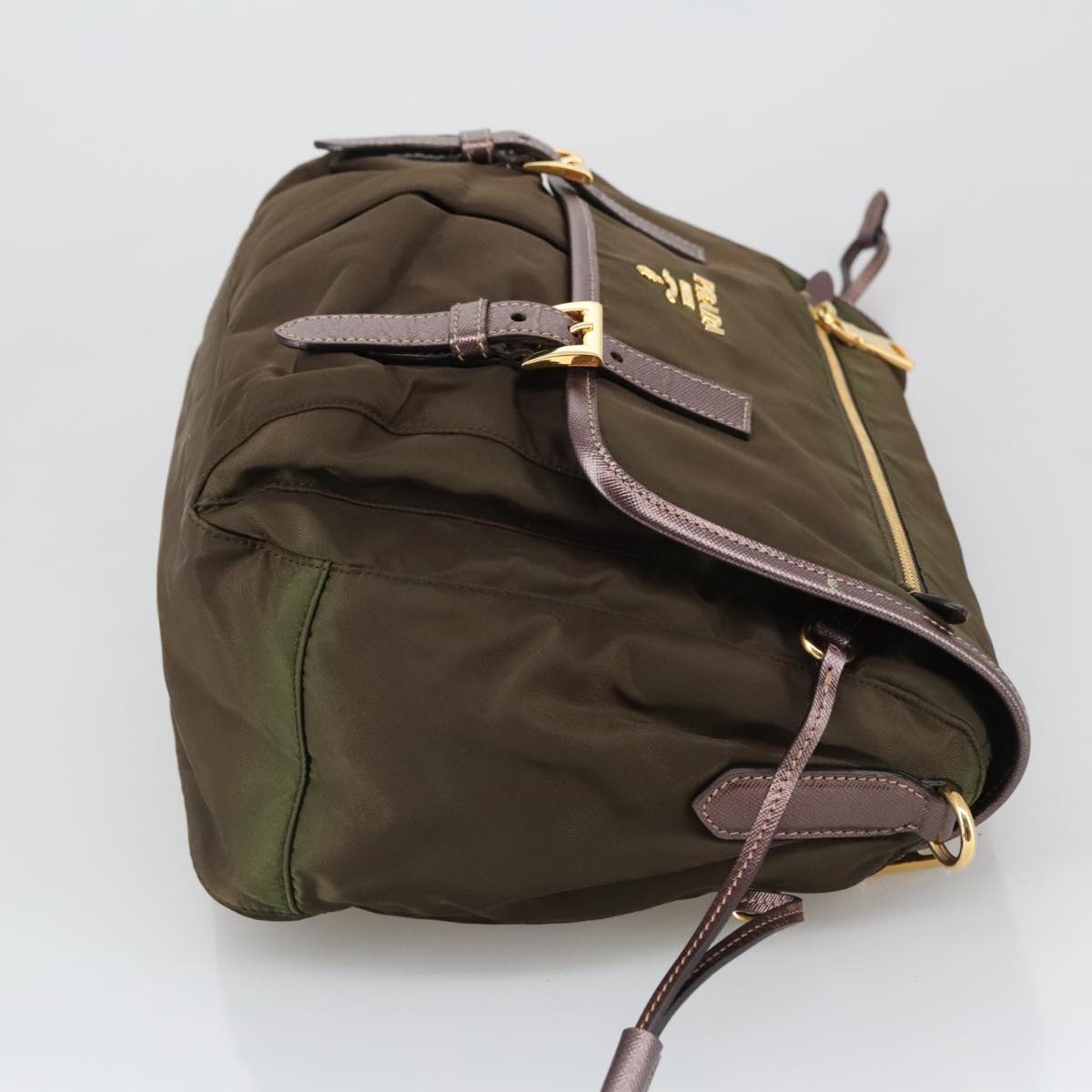 Prada Tessuto Brown Canvas Shoulder Bag (Pre-Owned)