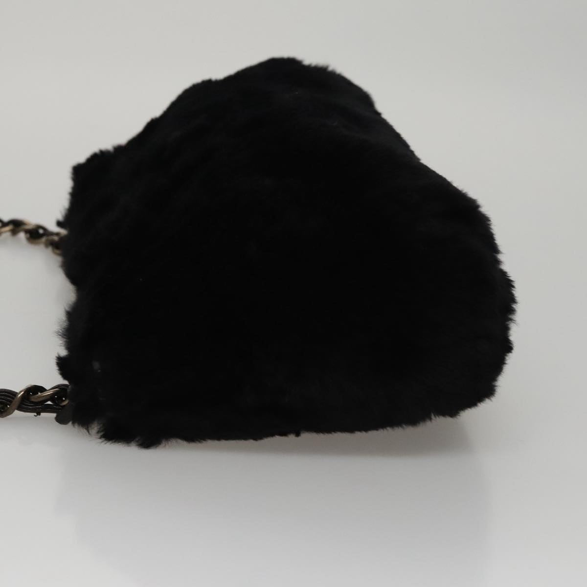 Chanel Coco Mark Black Faux Fur Shoulder Bag (Pre-Owned)