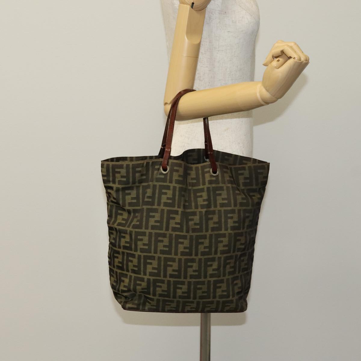Fendi Zucca Brown Canvas Tote Bag (Pre-Owned)