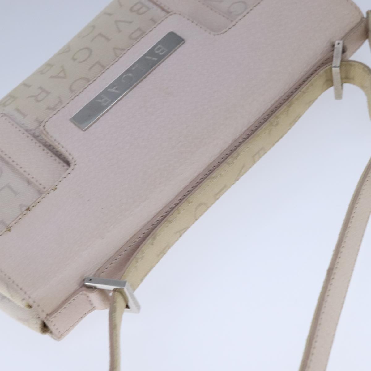 Bulgari Logo Mania Beige Canvas Shoulder Bag (Pre-Owned)