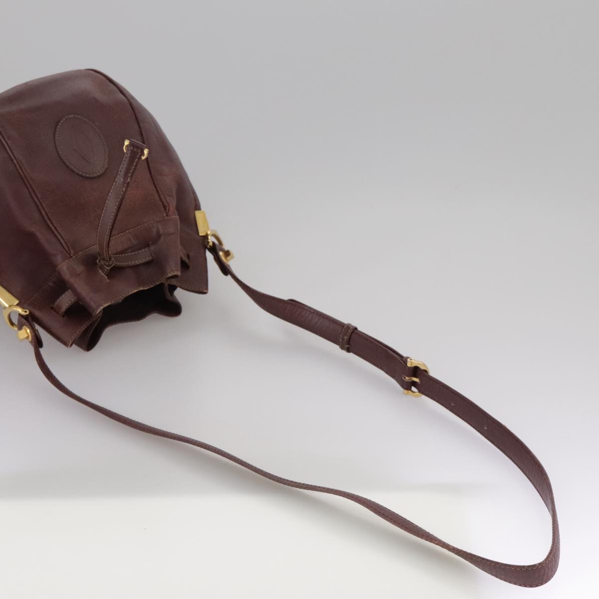 Cartier Must De Cartier Burgundy Leather Shoulder Bag (Pre-Owned)
