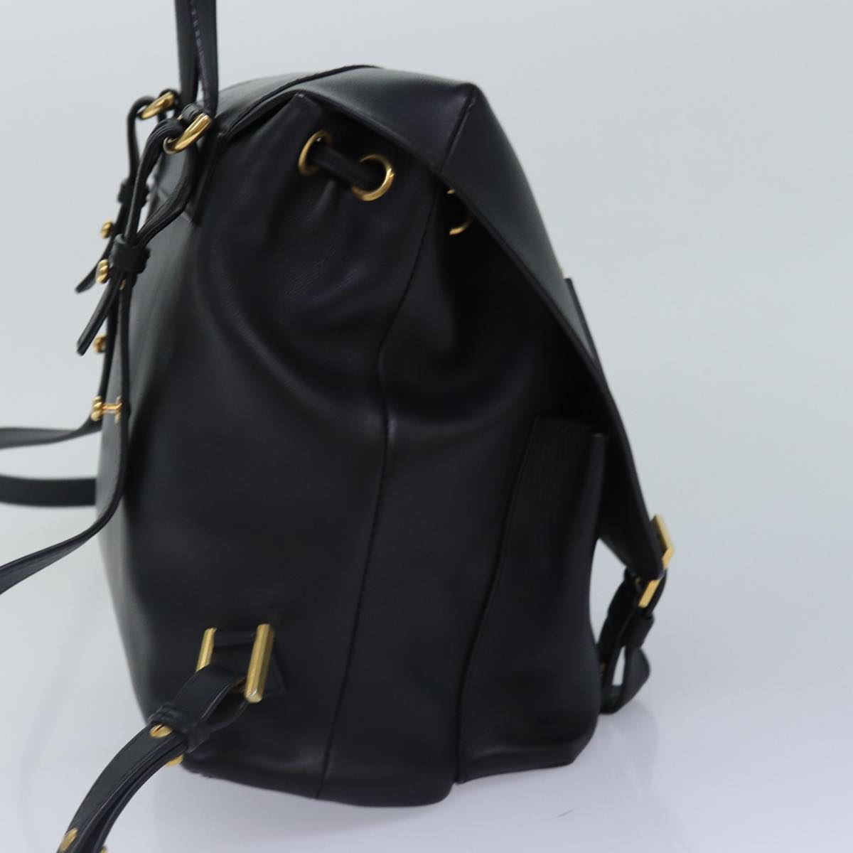 Versace Virtus Black Leather Backpack Bag (Pre-Owned)