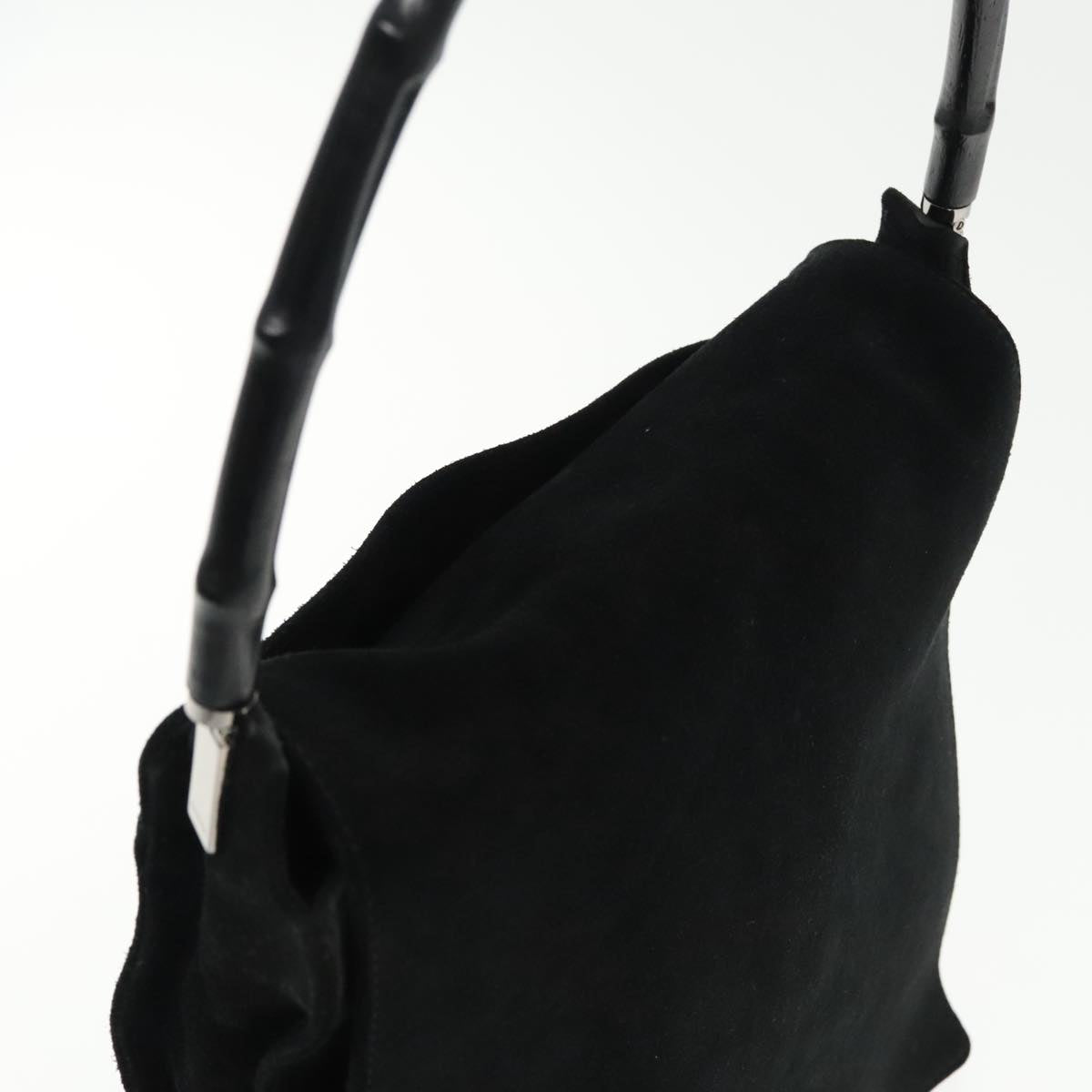 Gucci Bamboo Black Suede Shoulder Bag (Pre-Owned)