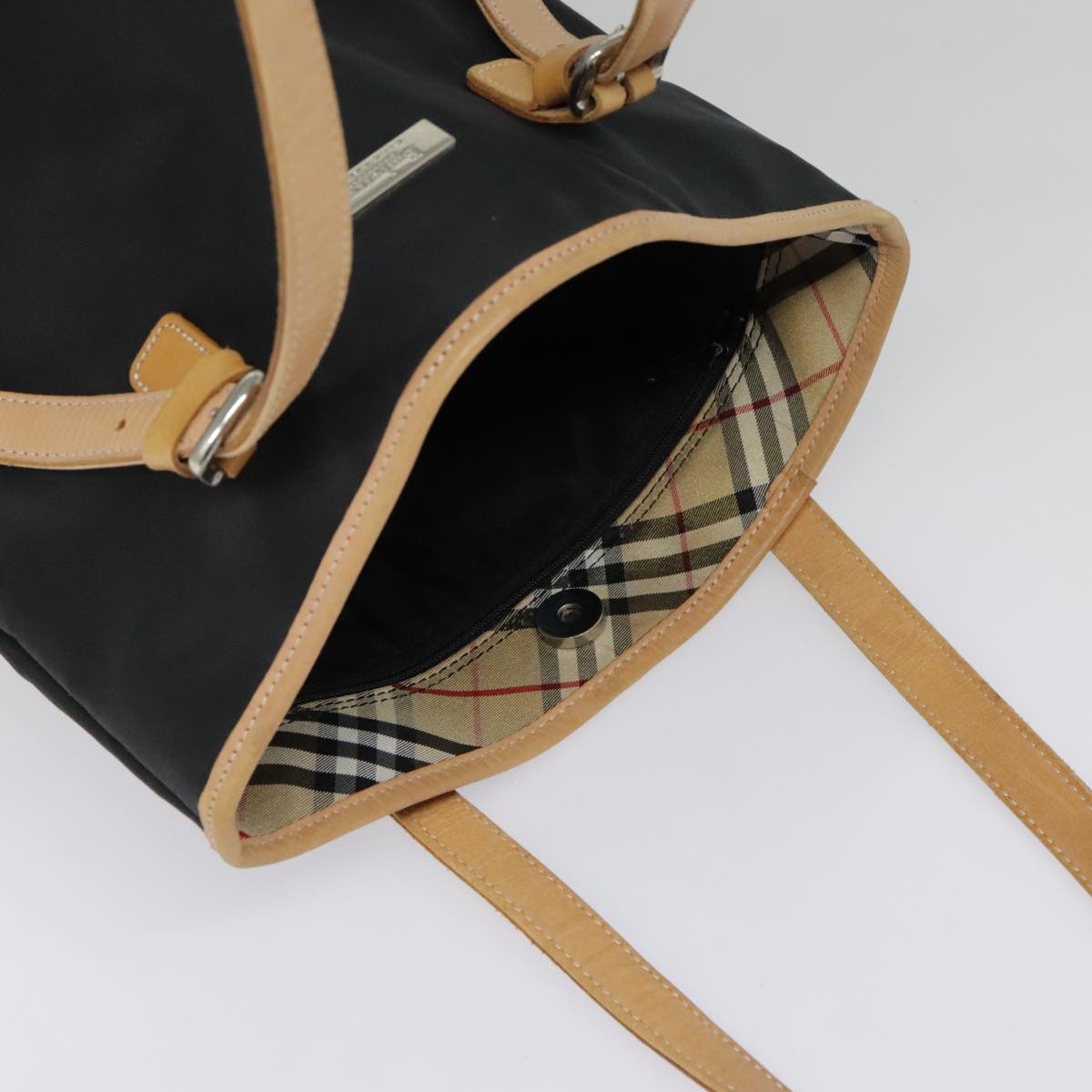 Burberry Nova Check Black Synthetic Tote Bag (Pre-Owned)