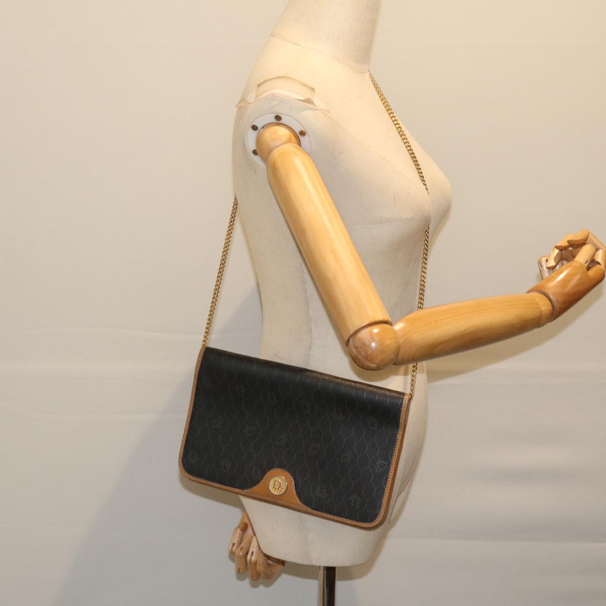 Dior Honeycomb Black Canvas Shoulder Bag (Pre-Owned)