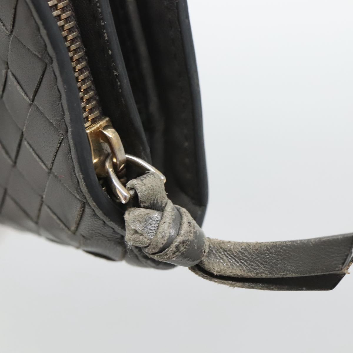 Bottega Veneta Intrecciato Grey Leather Wallet  (Pre-Owned)