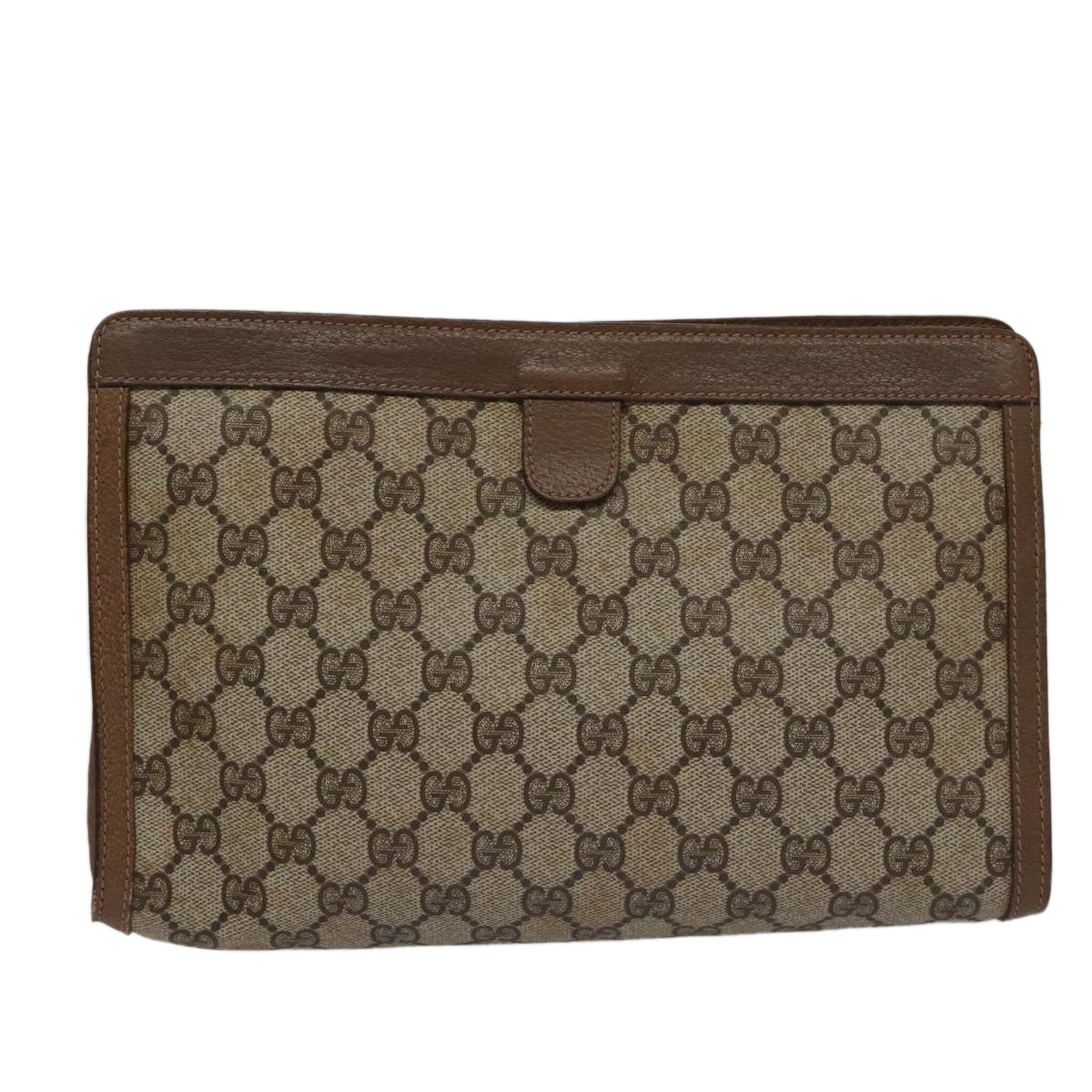 Gucci Sherry Beige Canvas Clutch Bag (Pre-Owned)