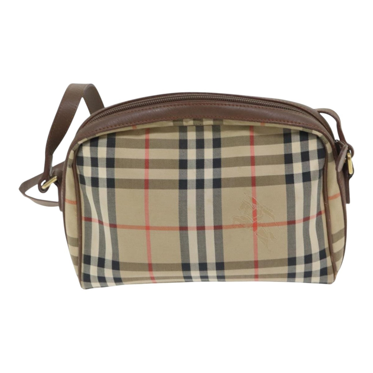 Burberry Nova Check Beige Canvas Shoulder Bag (Pre-Owned)