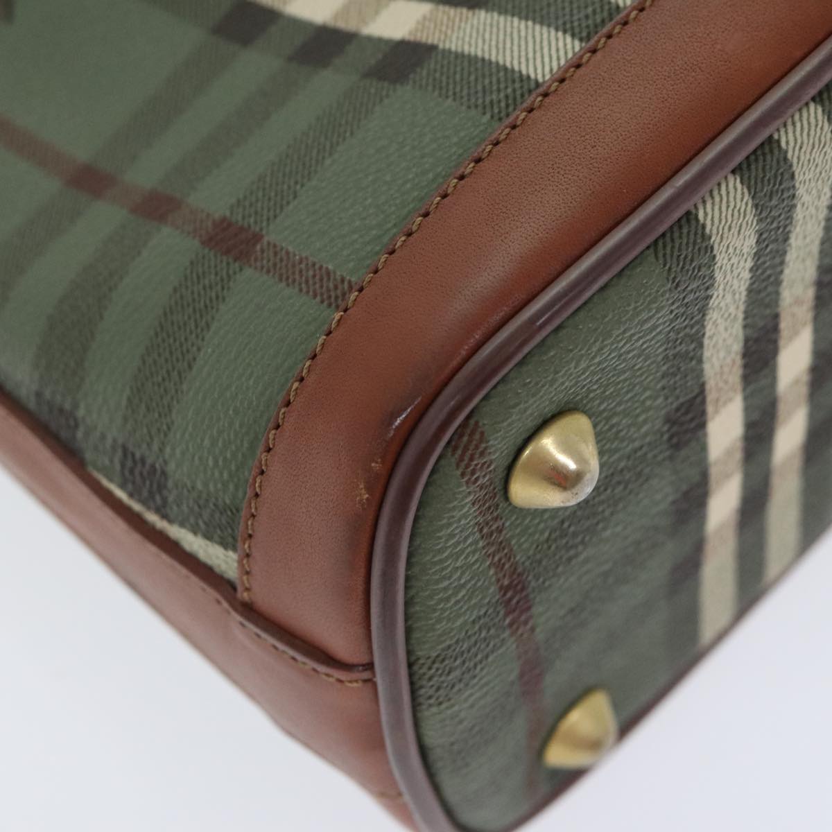 Burberry Nova Check Green Canvas Handbag (Pre-Owned)