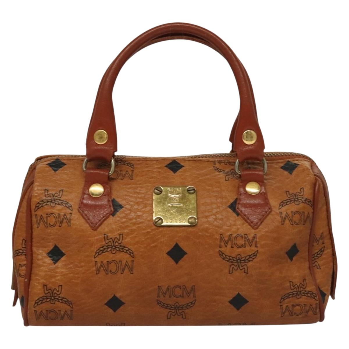 MCM Visetos Brown,Gold Canvas, Leather Travel Bag (Pre-Owned)