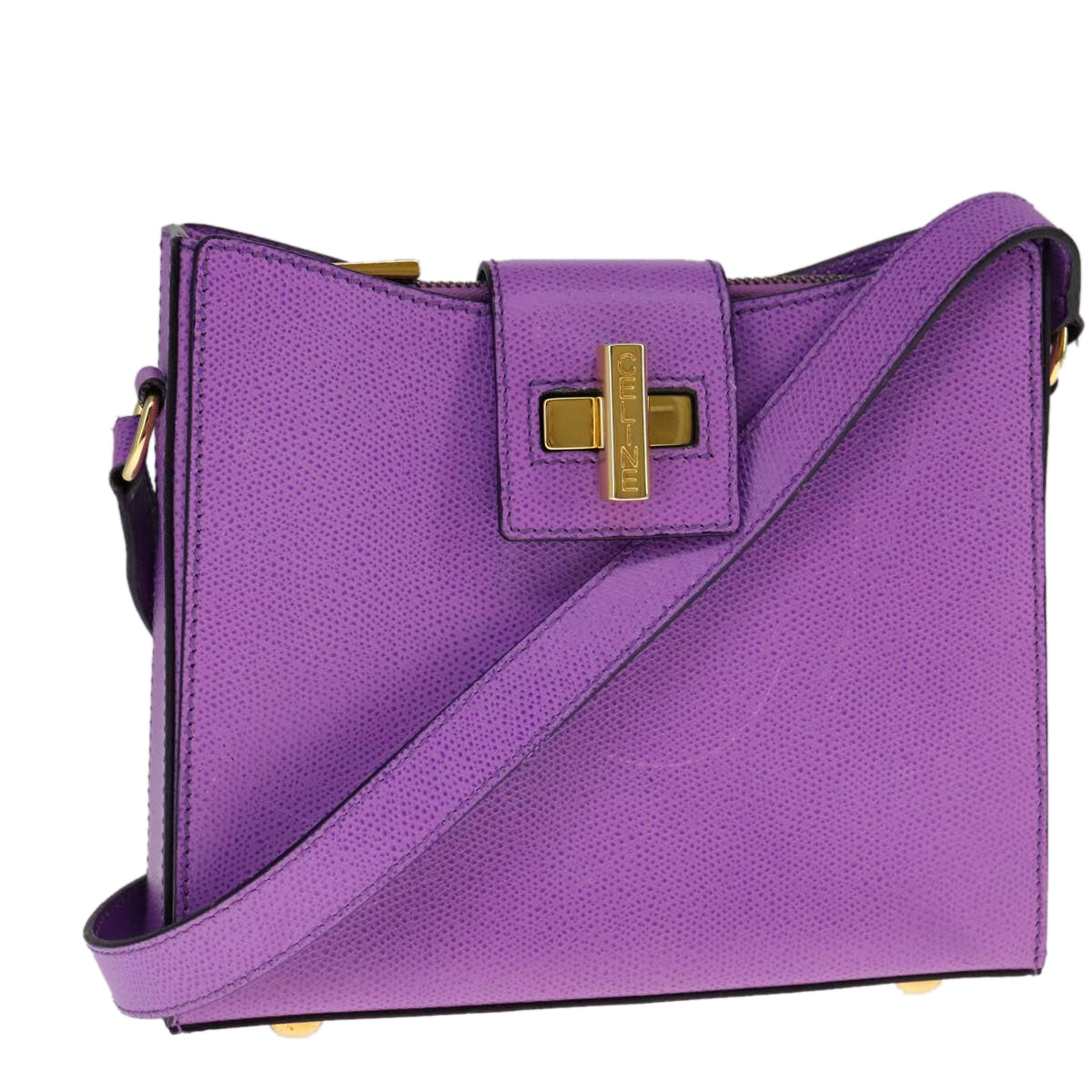 Céline Purple Leather Shoulder Bag (Pre-Owned)