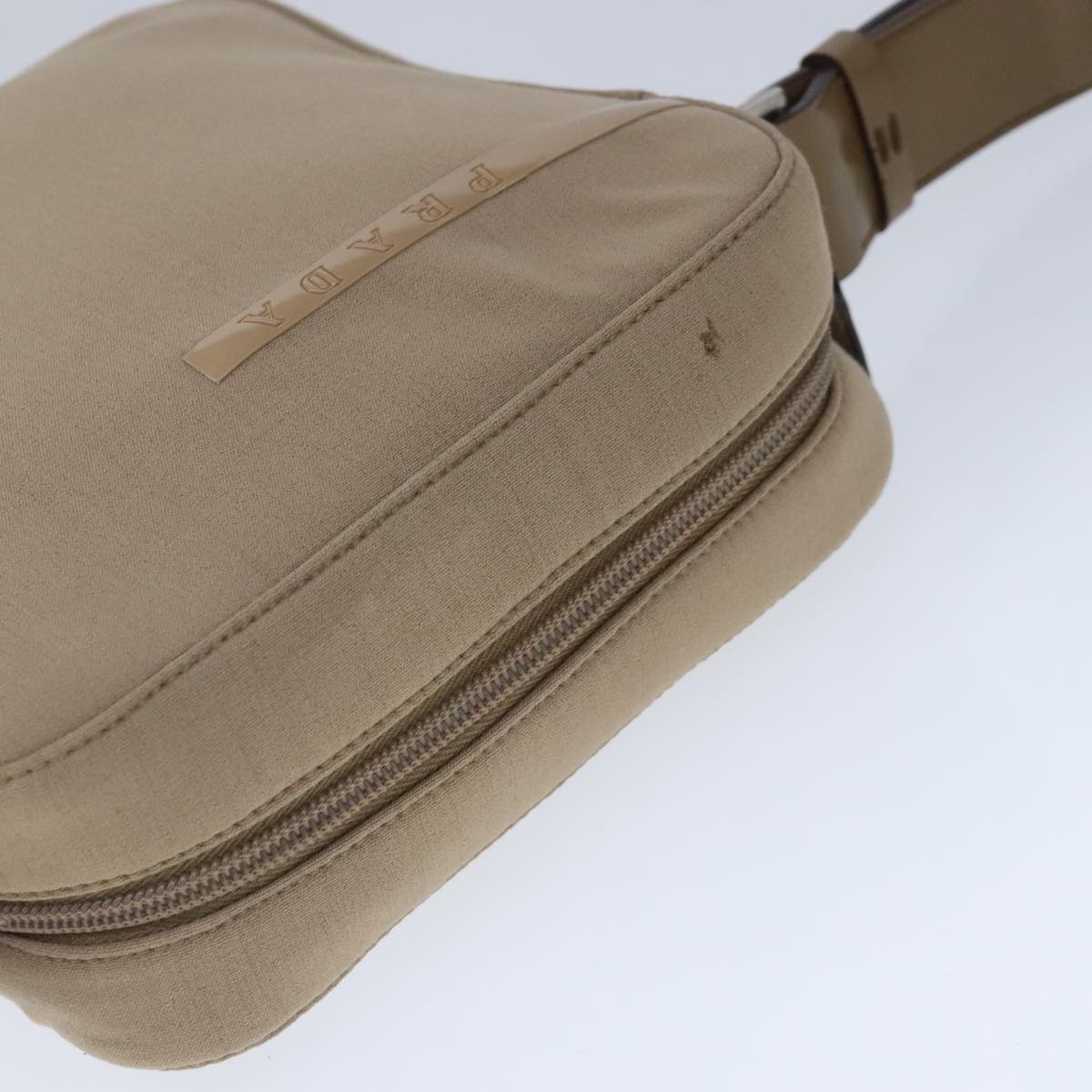 Prada Tessuto Beige Canvas Shoulder Bag (Pre-Owned)