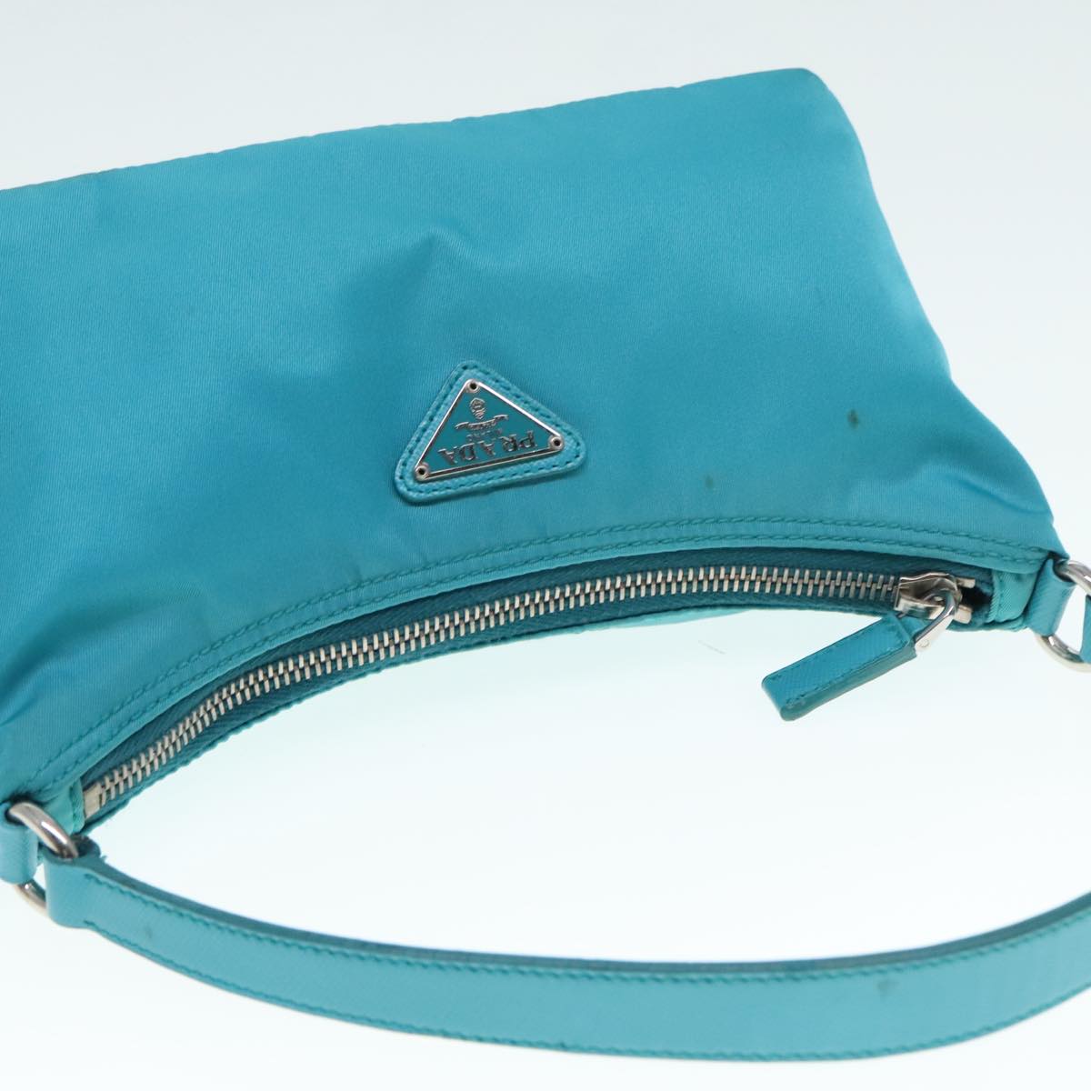 Prada Re-Nylon Blue Canvas Clutch Bag (Pre-Owned)