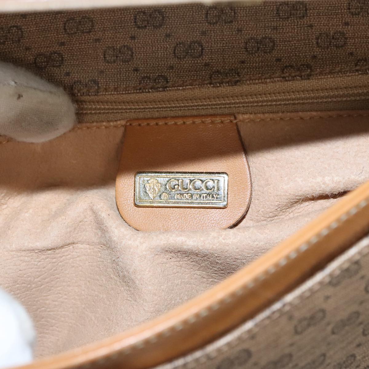 Gucci Micro Small Gg Canvas Brown Canvas Shoulder Bag (Pre-Owned)