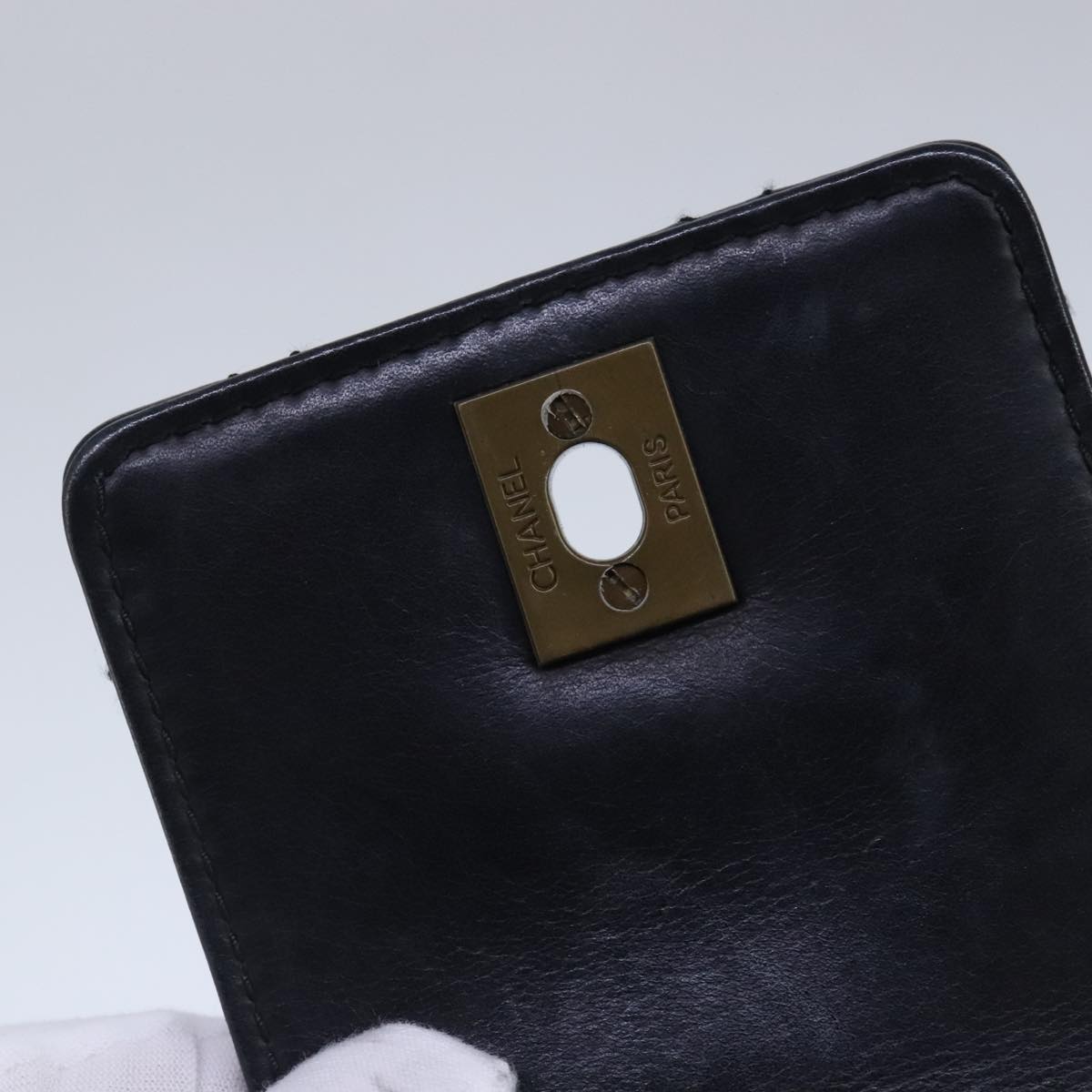 Chanel Coco Mark Black Leather Handbag (Pre-Owned)