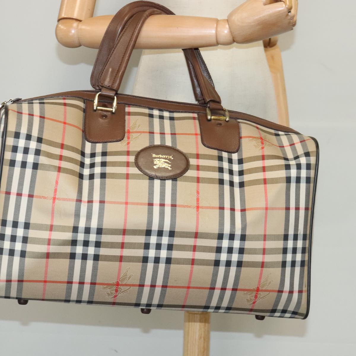 Burberry Nova Check Beige Canvas Travel Bag (Pre-Owned)