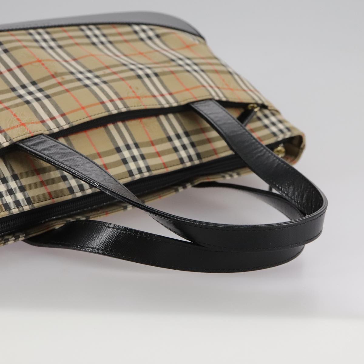 Burberry Nova Check Beige Canvas Handbag (Pre-Owned)