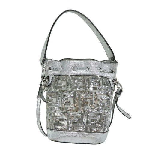 Fendi Zucca Silver Leather Shoulder Bag (Pre-Owned)