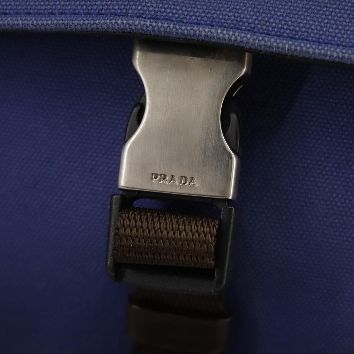 Prada Blue Canvas Shoulder Bag (Pre-Owned)