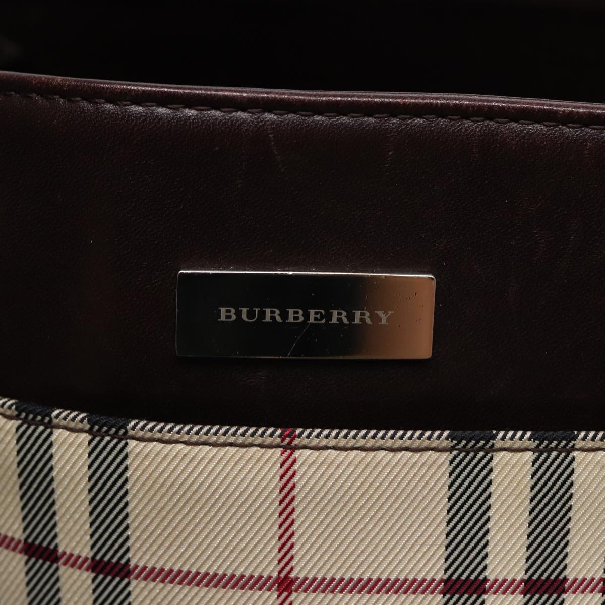 Burberry Nova Check Beige Canvas Handbag (Pre-Owned)
