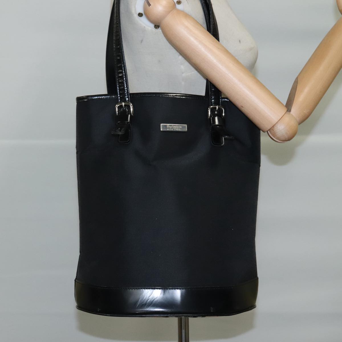 Burberry Nova Check Black Leather Tote Bag (Pre-Owned)