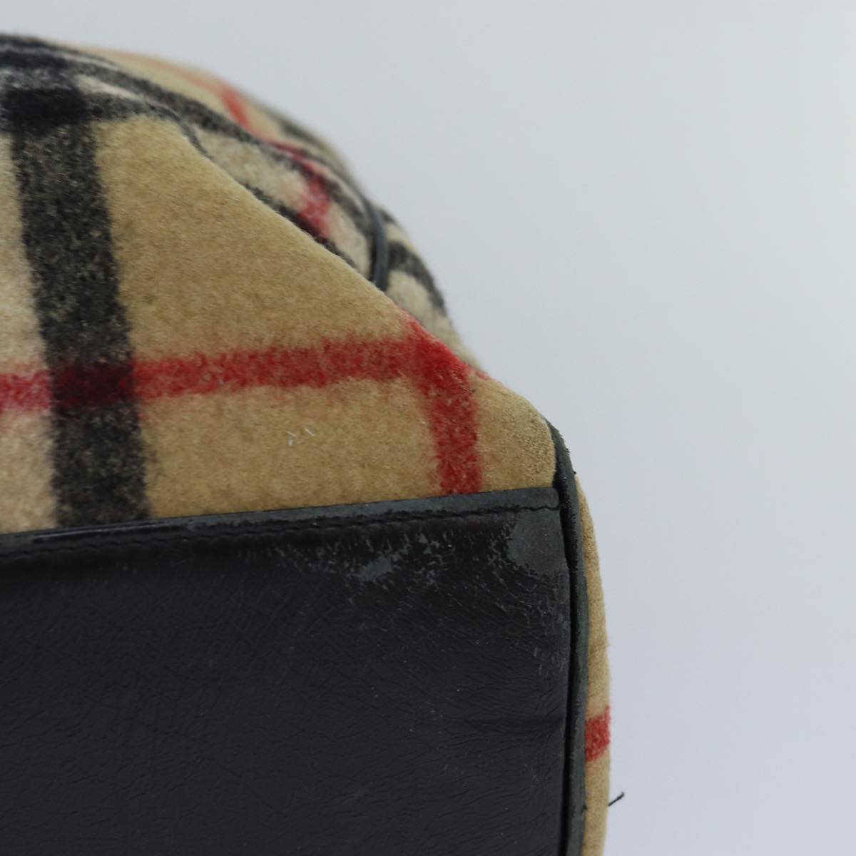 Burberry Nova Check Beige Wool Shoulder Bag (Pre-Owned)
