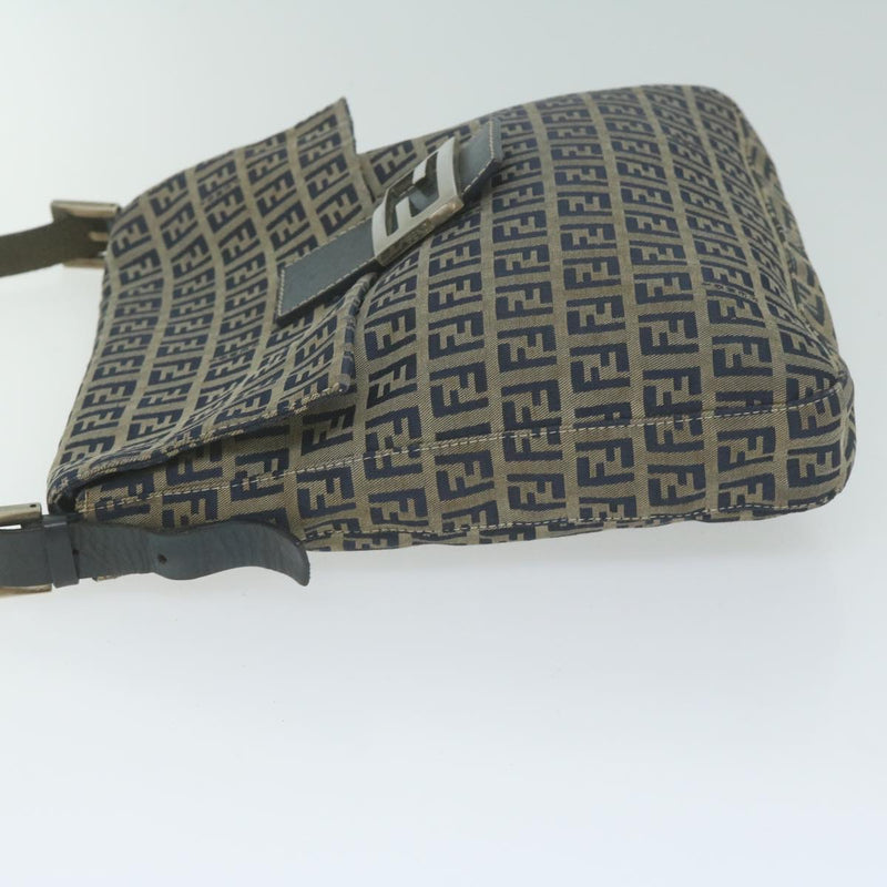 Fendi Zucchino Navy Canvas Shoulder Bag (Pre-Owned)