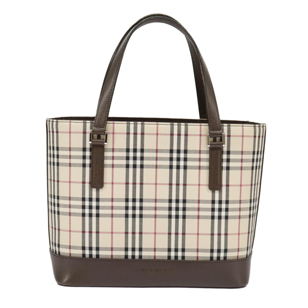 Burberry Nova Check Beige Canvas Handbag (Pre-Owned)