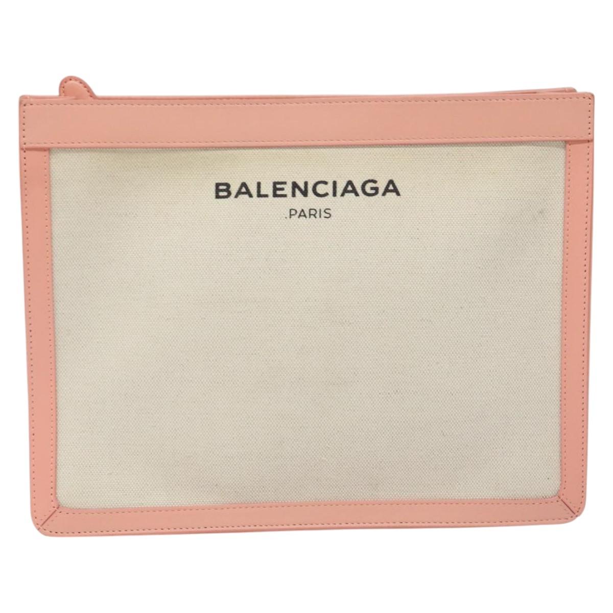 Balenciaga Navy Pouch Pink Canvas Clutch Bag (Pre-Owned)