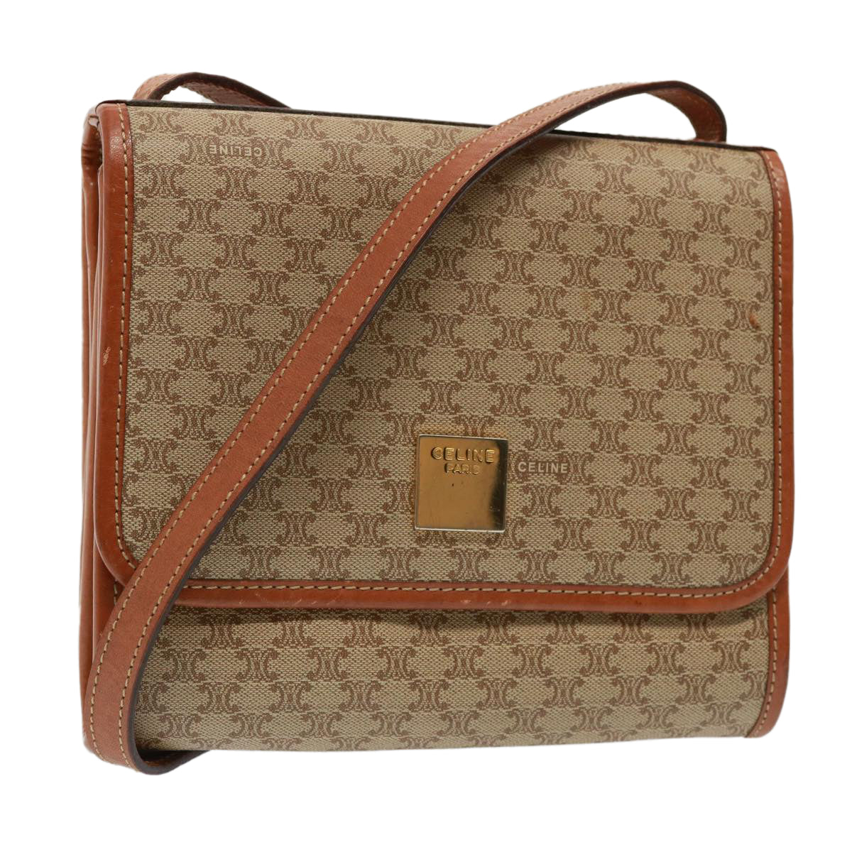 Céline Macadam Beige Canvas Shoulder Bag (Pre-Owned)