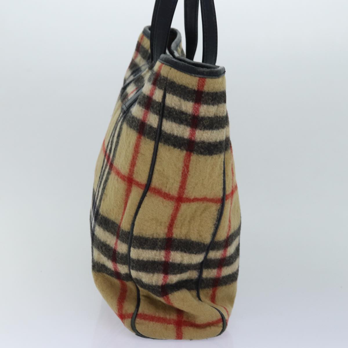 Burberry Nova Check Beige Wool Shoulder Bag (Pre-Owned)