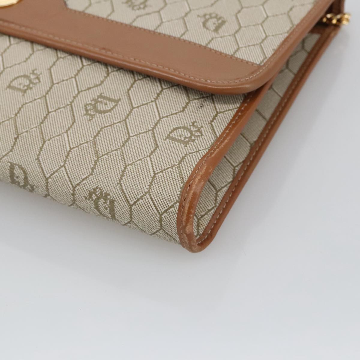 Dior Honeycomb Beige Canvas Shoulder Bag (Pre-Owned)