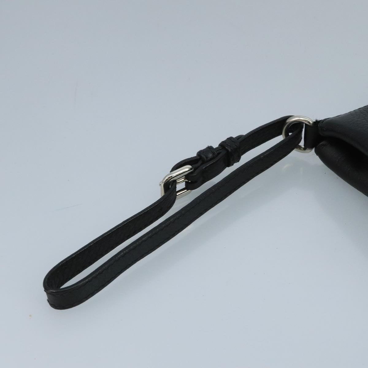 Prada Triangle Logo Black Leather Clutch Bag (Pre-Owned)