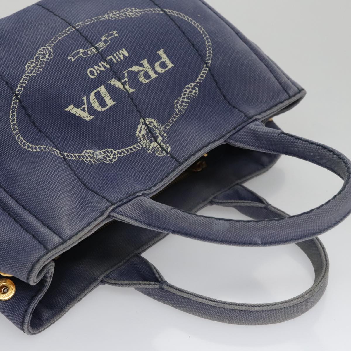 Prada Canapa Blue Canvas Handbag (Pre-Owned)