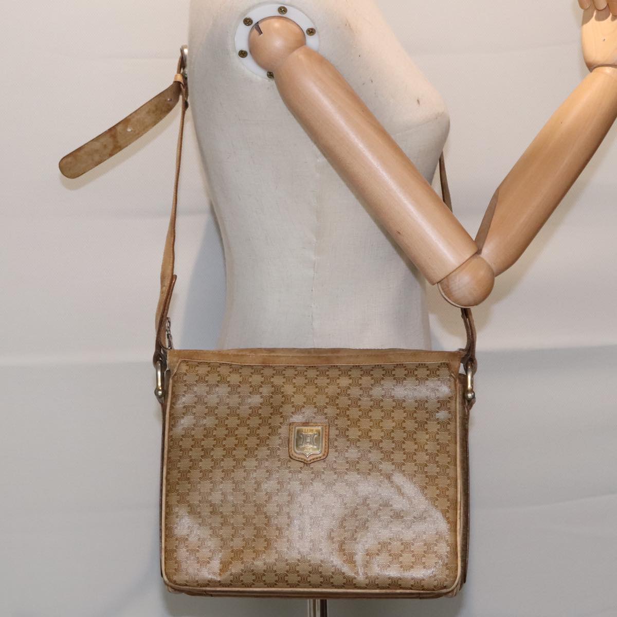 Céline Macadam Beige Canvas Shoulder Bag (Pre-Owned)
