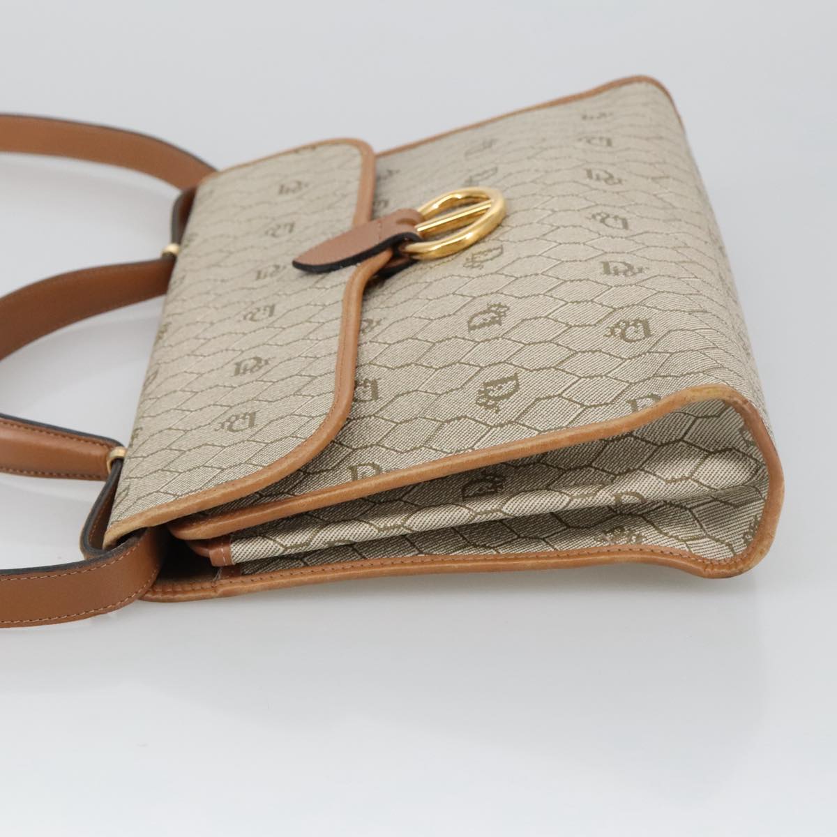 Dior Honeycomb Beige Canvas Handbag (Pre-Owned)