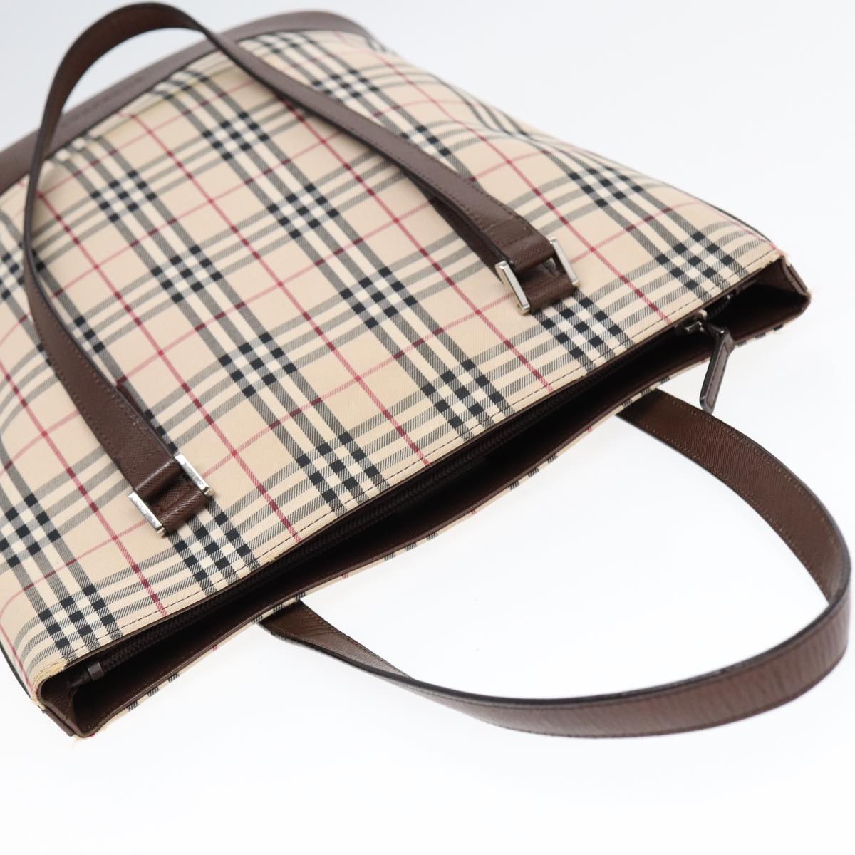 Burberry Nova Check Brown Canvas Tote Bag (Pre-Owned)