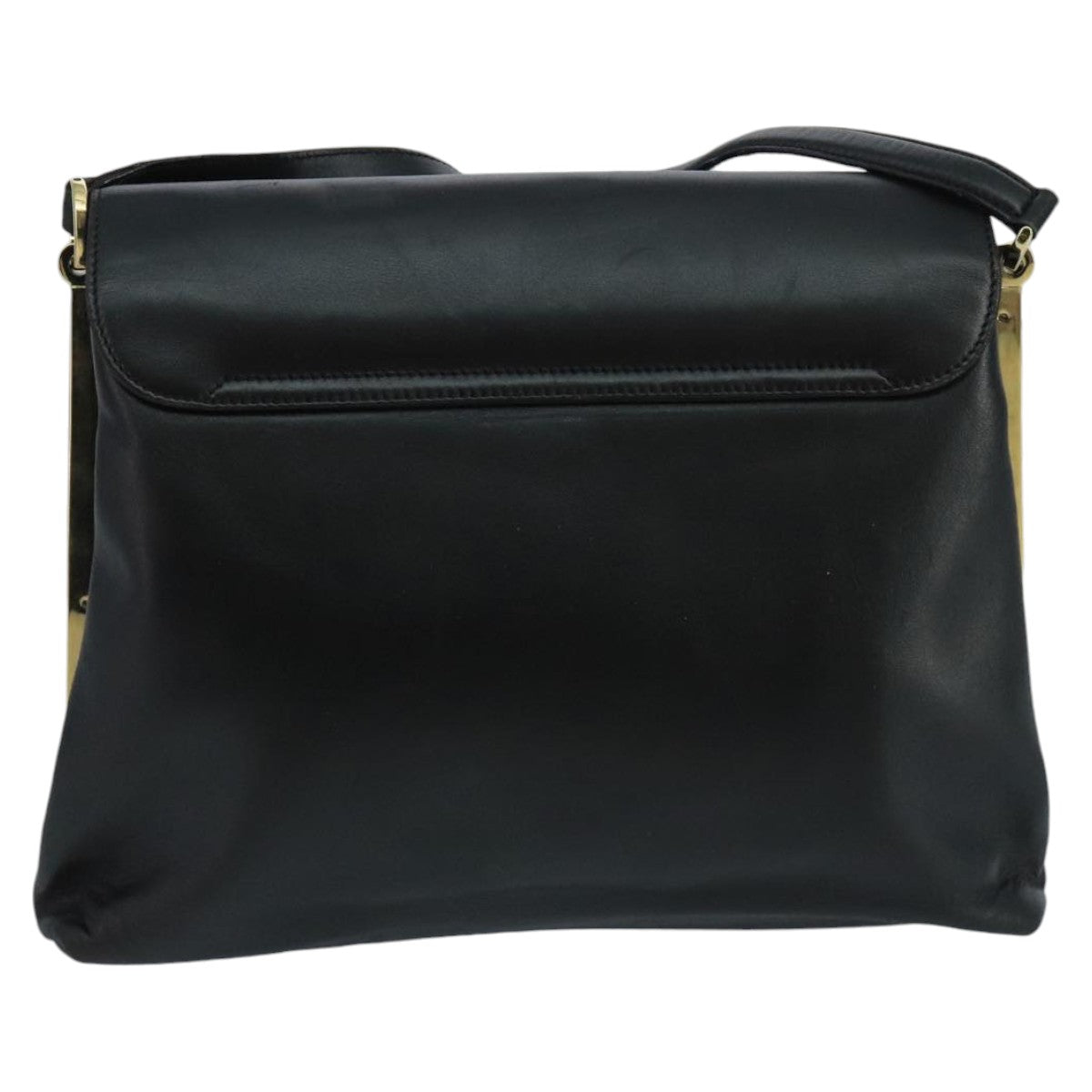 Salvatore Ferragamo Gancini Black Leather Shoulder Bag (Pre-Owned)