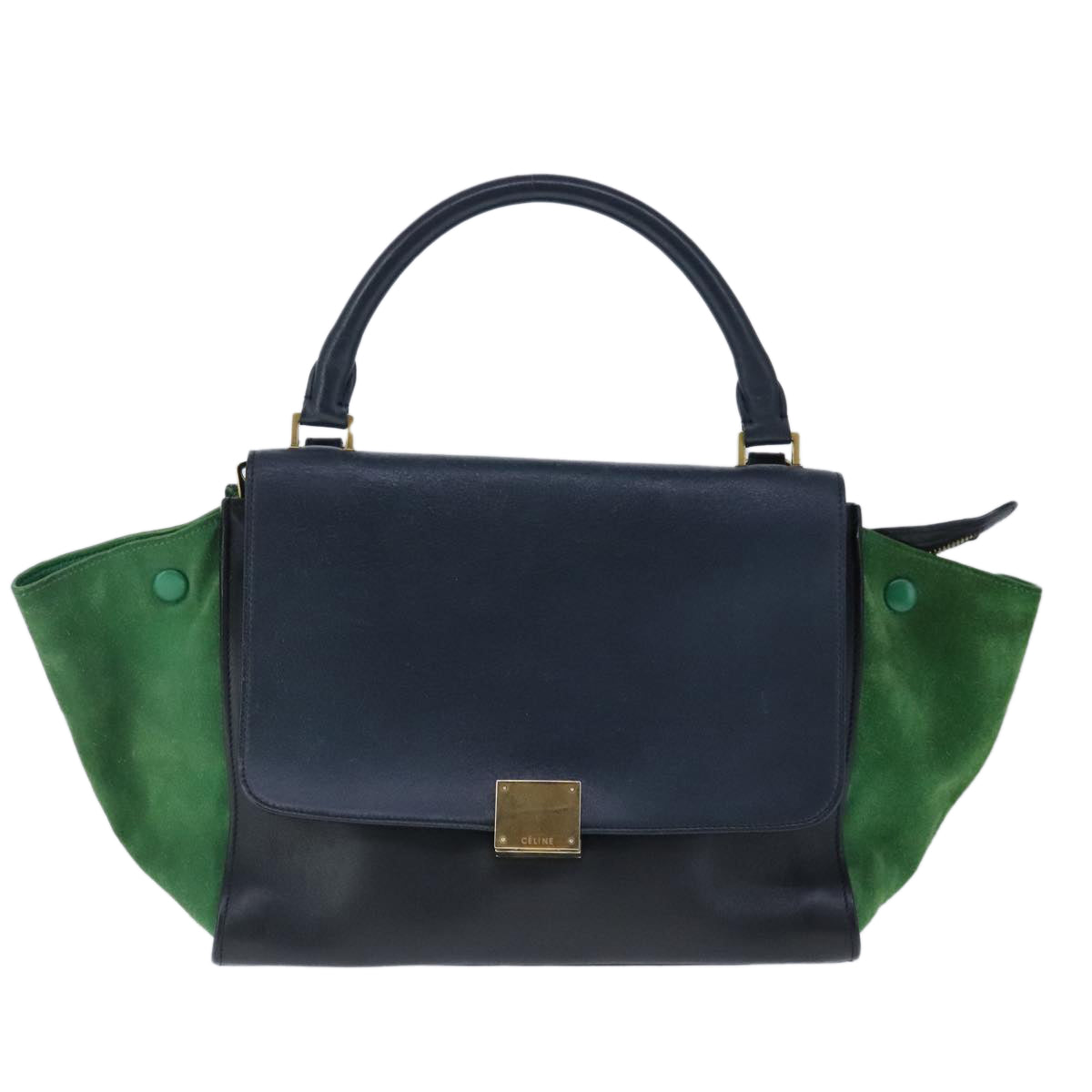 Céline Trapèze Green Suede Handbag (Pre-Owned)
