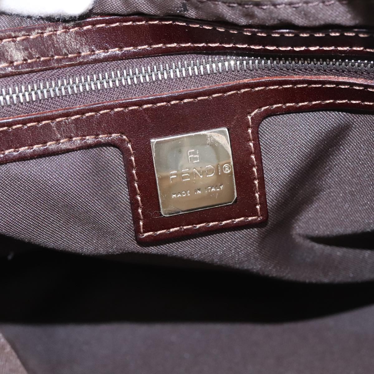 Fendi Zucchino Beige Canvas Shoulder Bag (Pre-Owned)