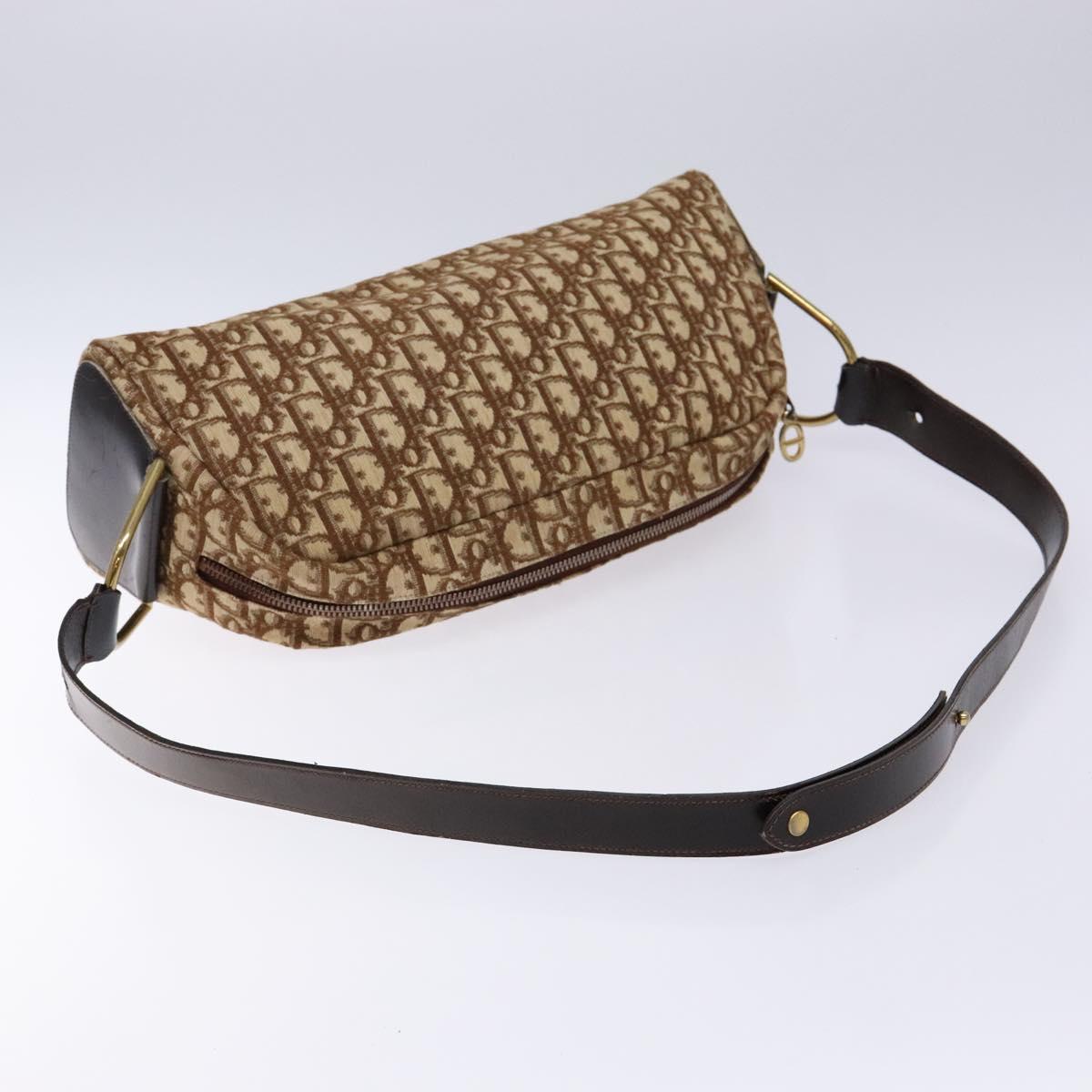 Dior Trotter Brown,Gold Canvas Shoulder Bag (Pre-Owned)