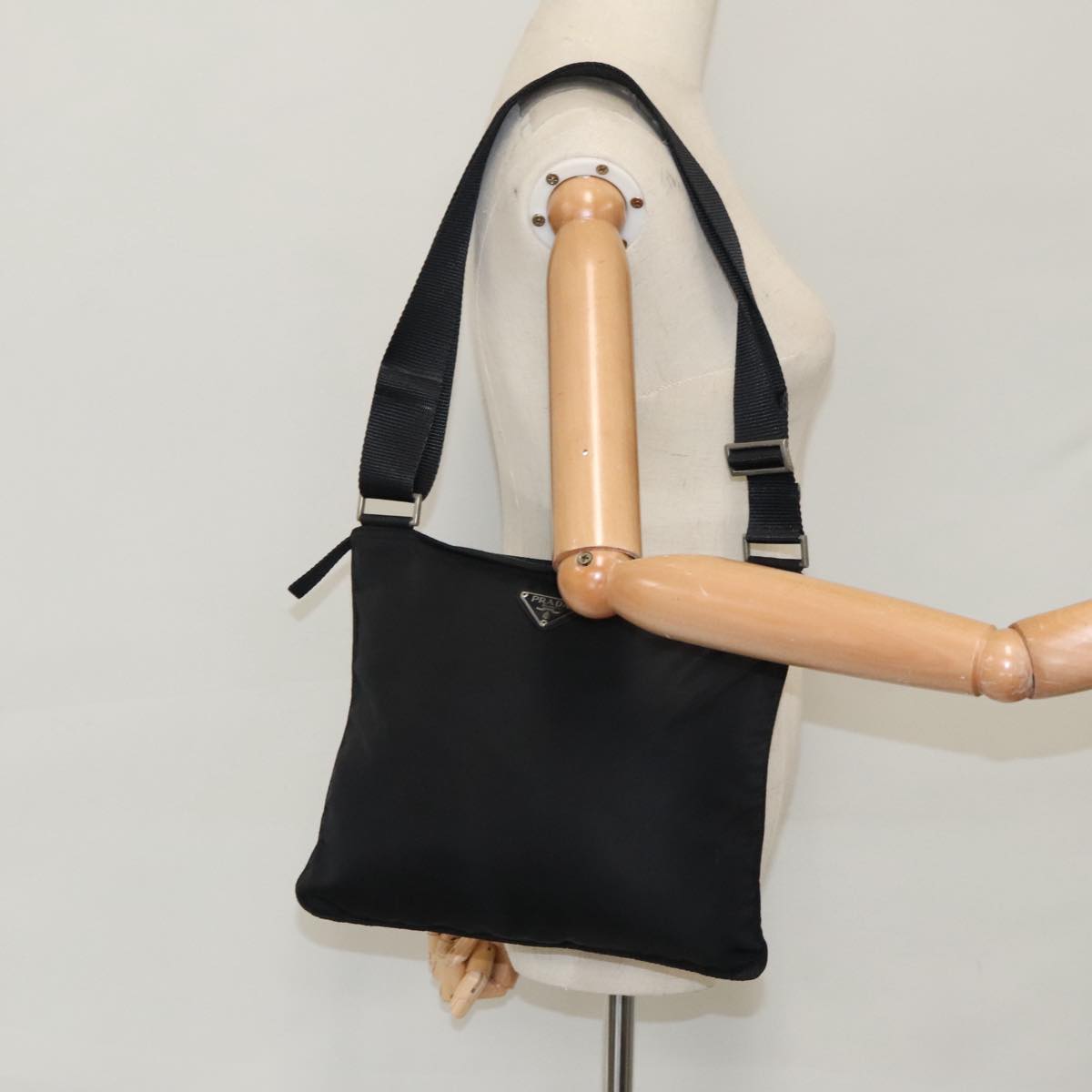 Prada Tessuto Black Synthetic Shoulder Bag (Pre-Owned)