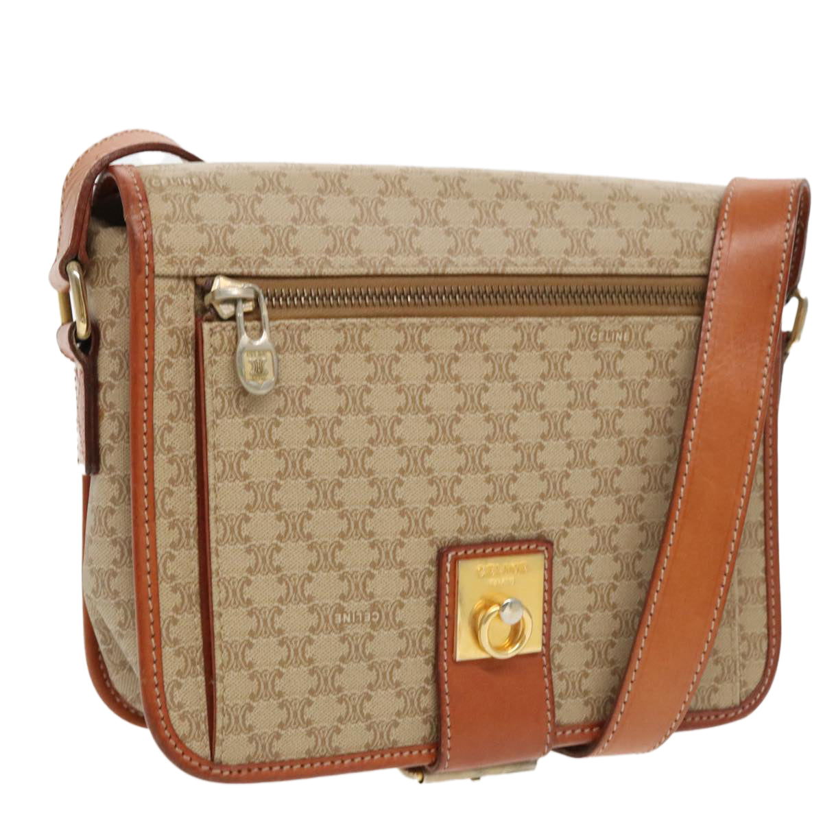 Céline Beige Canvas Shoulder Bag (Pre-Owned)