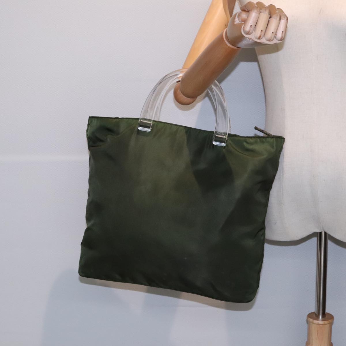 Prada Triangle Logo Green Synthetic Handbag (Pre-Owned)