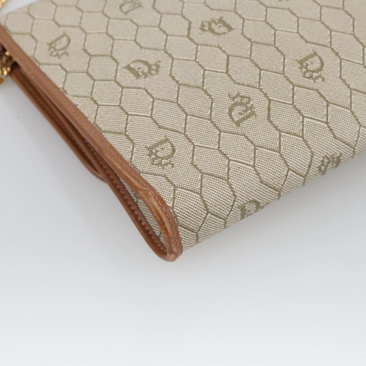 Dior Honeycomb Beige Canvas Shoulder Bag (Pre-Owned)