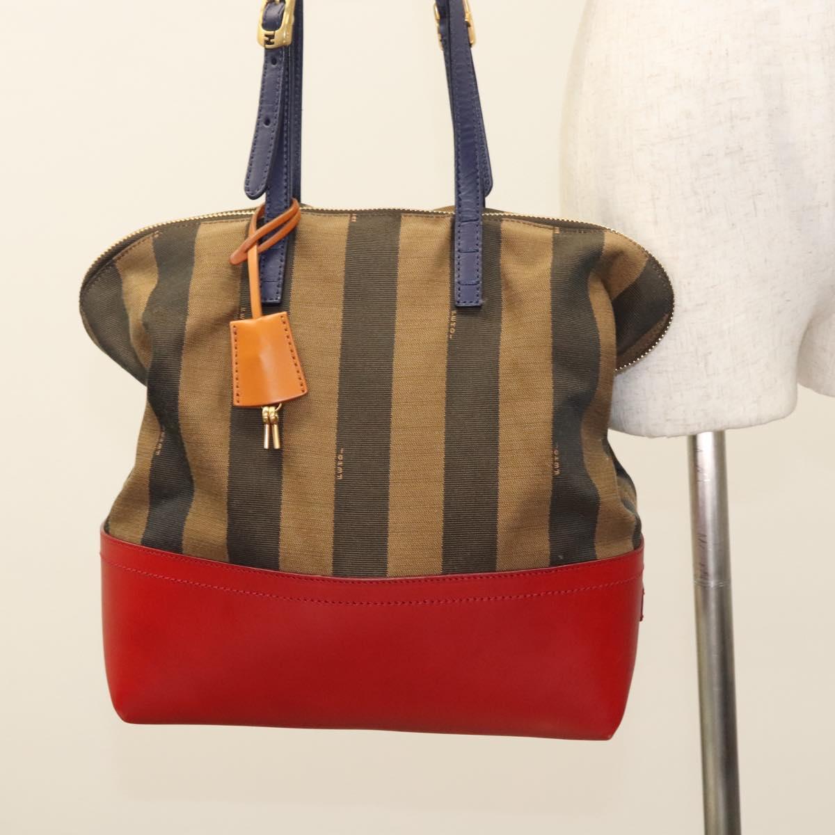 Fendi Pequin Brown Canvas Handbag (Pre-Owned)
