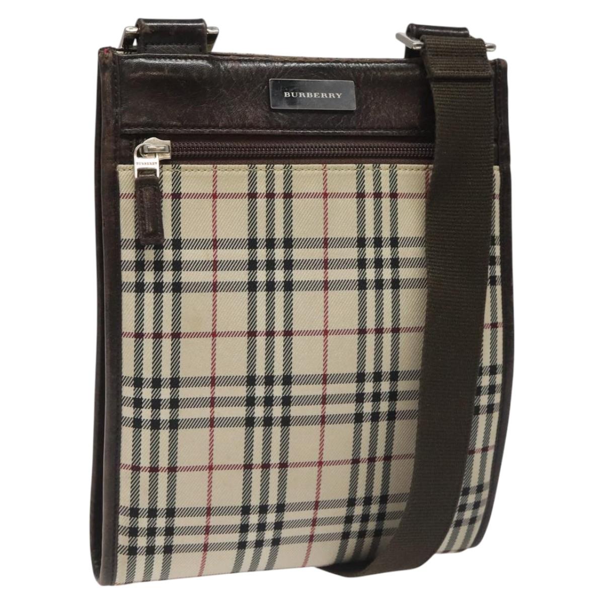 Burberry Nova Check Beige Canvas Shoulder Bag (Pre-Owned)
