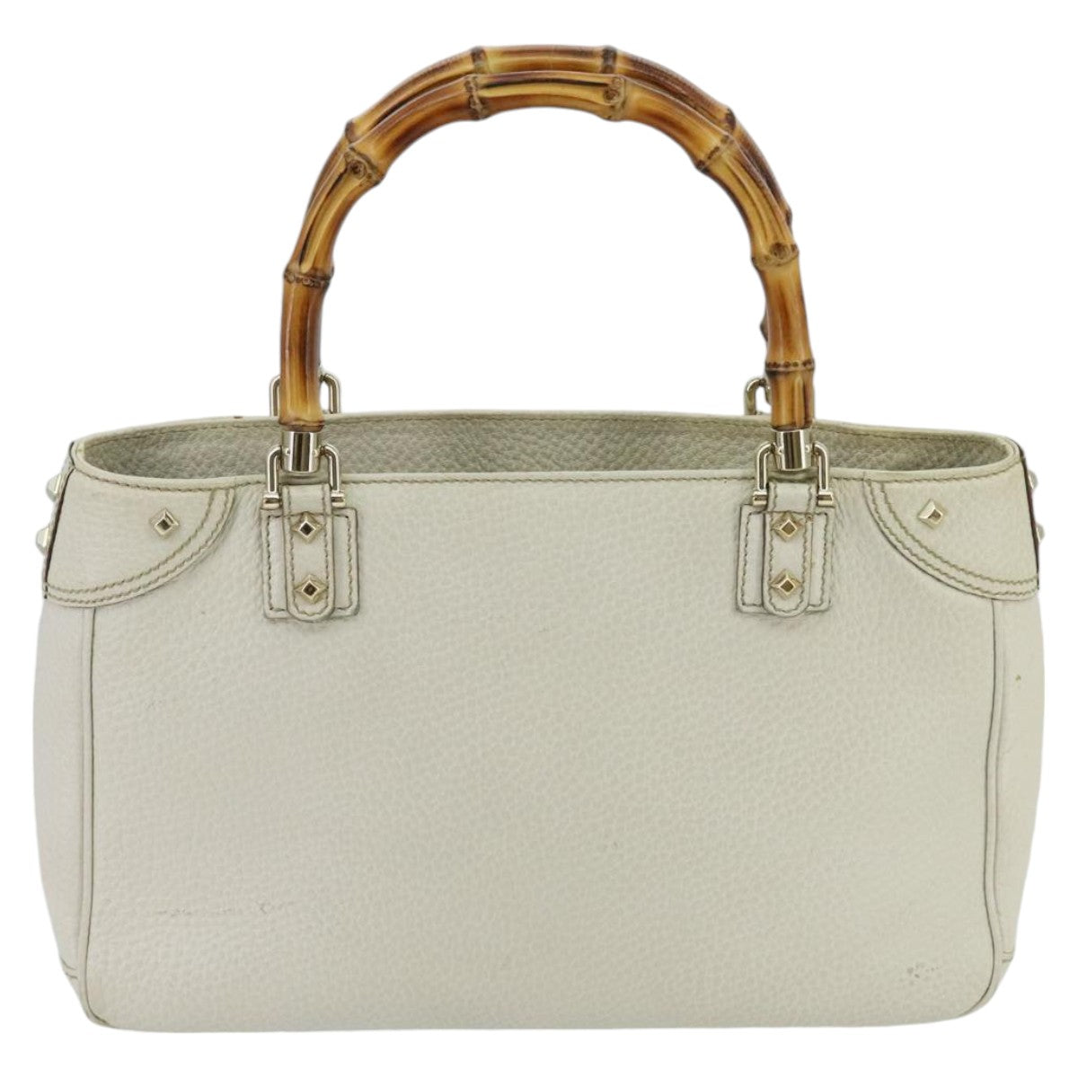 Gucci Bamboo White Leather Handbag (Pre-Owned)