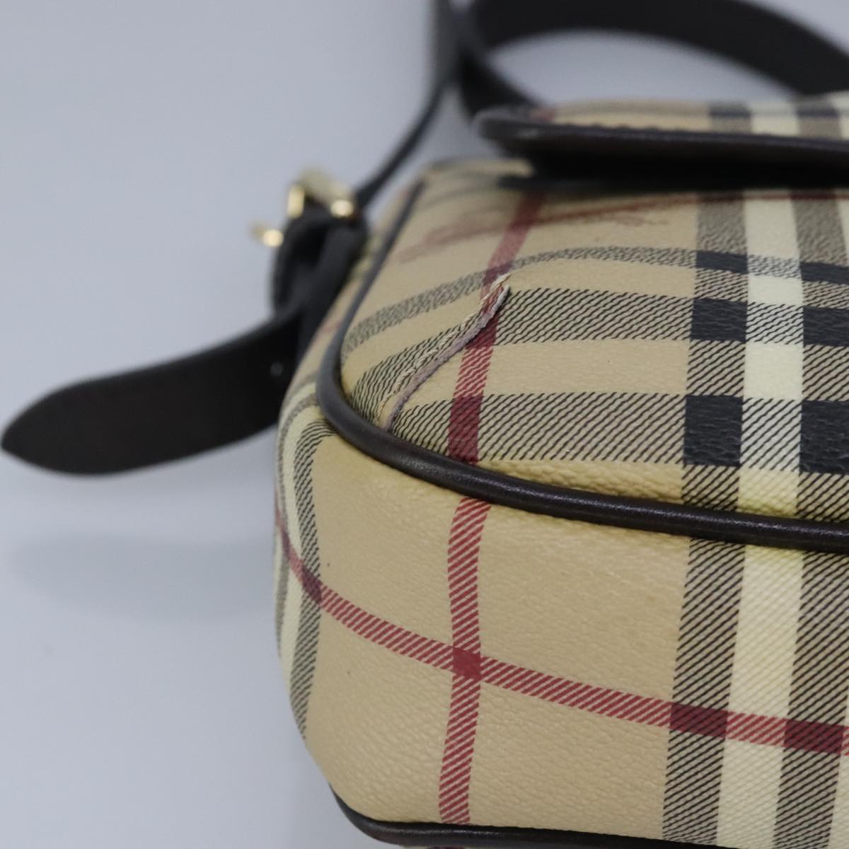 Burberry Nova Check Beige Canvas Shoulder Bag (Pre-Owned)