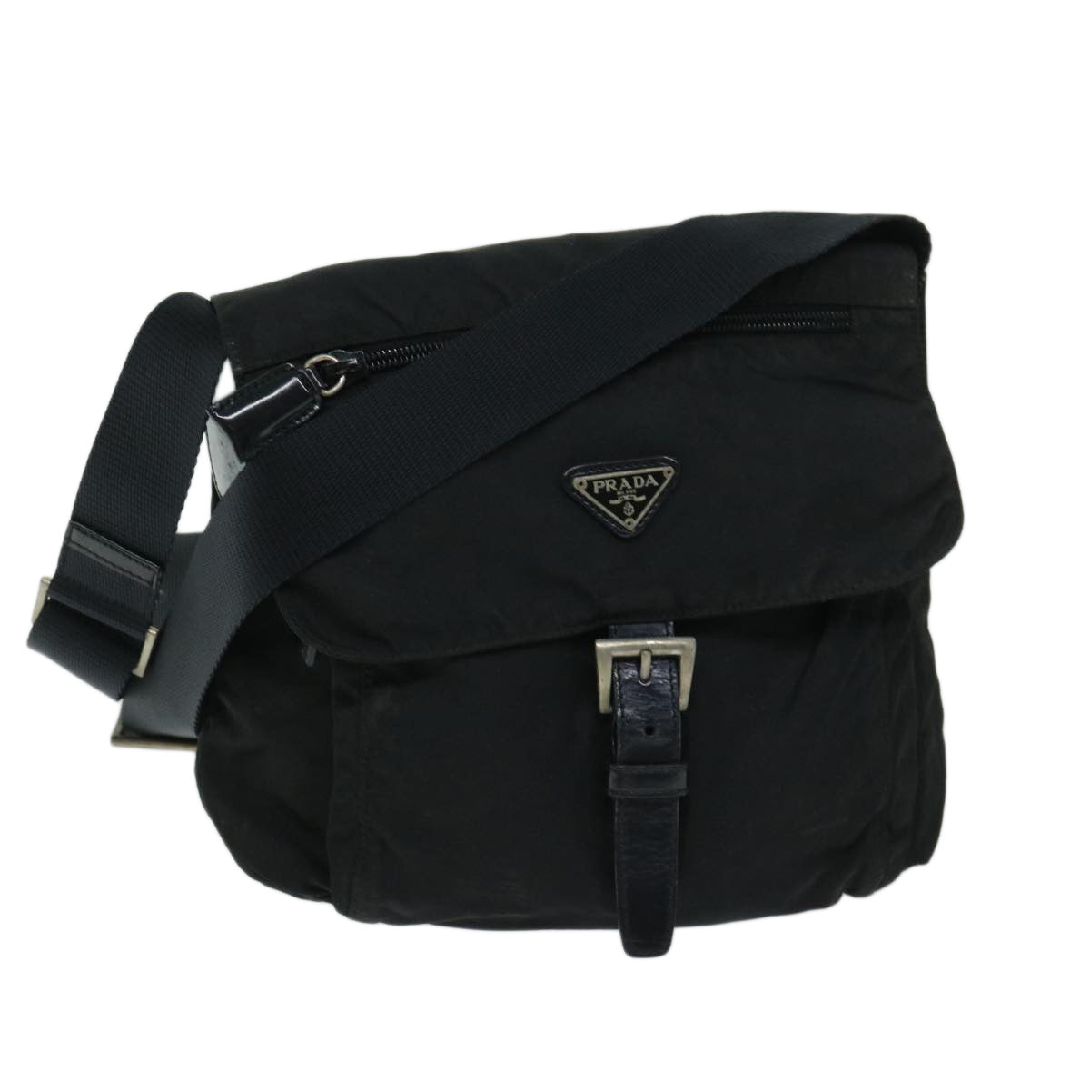 Prada Tessuto Black Canvas Shoulder Bag (Pre-Owned)